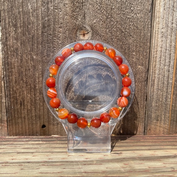 Carnelian Crystal Handmade Beaded Bracelet - Picture 2 of 5
